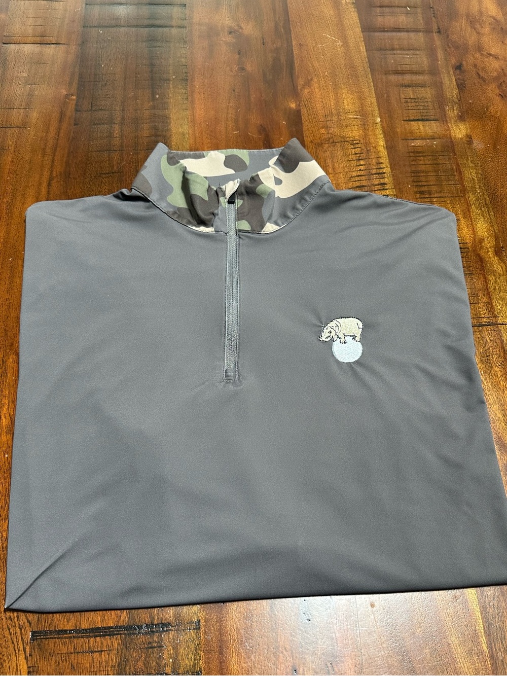 Men's Green Quarter-Zip Long Sleeve Performance Golf Shirt Camo-Trim Collar